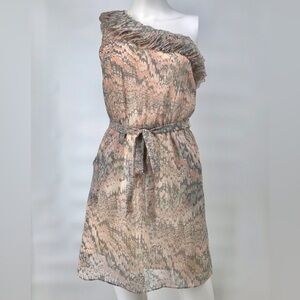 Abstract Chiffon One Shoulder Strap Party Dress